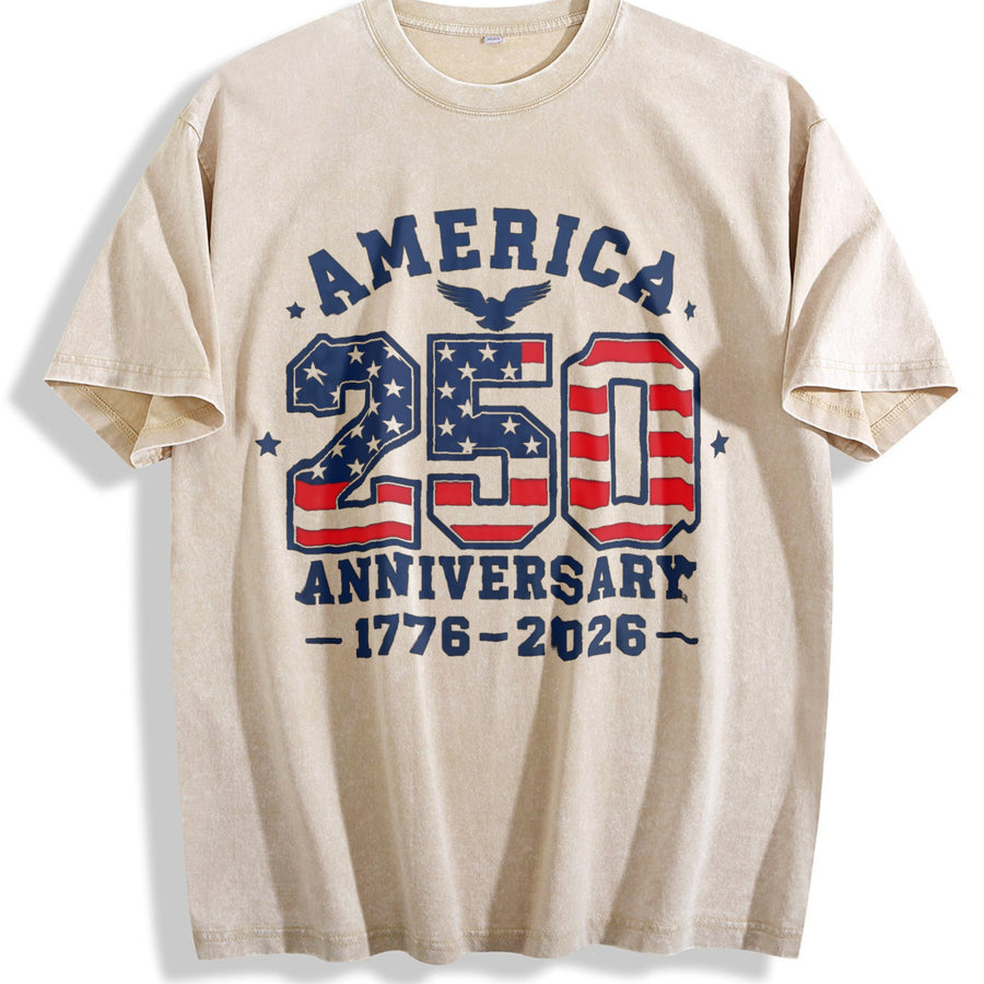 America 250 Anniversary Vintage Washed T-Shirt in Beige