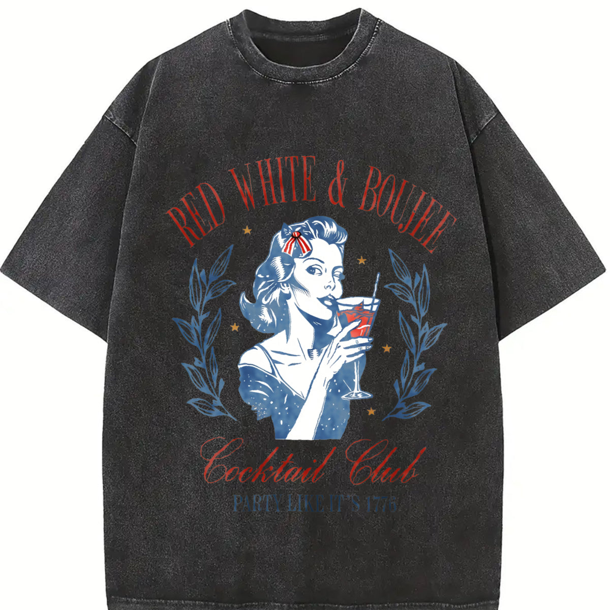 Red White & Boujee Cocktail Club vintage washed oversized T-shirt in Black
