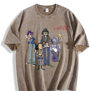 Band with Comedy Guitar Music Fans Vintage Washed T-Shirt in Brown