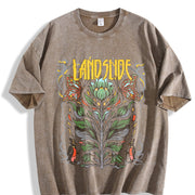 Landslide 70s Rock Inspired Vintage Washed T-Shirt in Brown