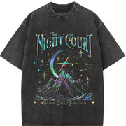 The Night Court Velaris City of Starlight vintage washed oversized T-shirt in Black
