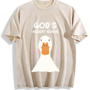 ZestLoop God's Silliest Goose Retro Christian Vintage Washed T-Shirt in Beige