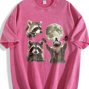 Three Raccoons 90s Vintage Washed T-Shirt in Red