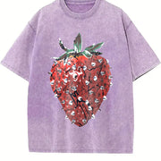 Stylish Girlfriends Vintage Washed T-Shirt in Purple