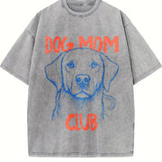 Dog Mom Club Vintage Washed T-Shirt in Gray