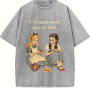 Illustration Sarcastic Humor Vintage Washed T-Shirt in Gray