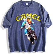 Joe Camel Joe Camel Dirt Bike Supercross AD Custom vintage washed oversized T-shirt in Blue