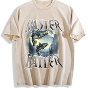 Master Baiter Retro Vintage Washed T-Shirt in Beige