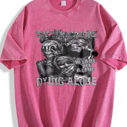 Dying Alone Marble Statues Vintage Washed T-Shirt in Red