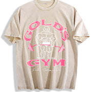GOLD‘S GYM vintage washed oversized T-shirt in Beige