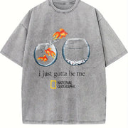 I Just Gotta Be Me Goldfish Vintage Washed T-Shirt in Gray