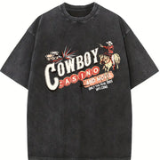 Rodeo Retro Western Vintage Washed T-Shirt in Black
