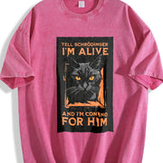 Retro Eye-catching Patterns Vintage Washed T-Shirt in Red