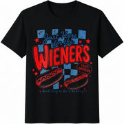 Just Here for the Wieners Cotton T-Shirt in Black