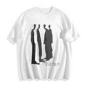 Street Atmosphere Virtual Shadow Characters Shadow Cotton T-Shirt in White