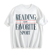 Reading Is My Favorite Sport Cotton T-Shirt in White