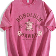 Honolulu Hawaii Turtle vintage washed oversized T-shirt in Red