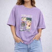 Born To Read Bookish vintage washed oversized T-shirt in Purple
