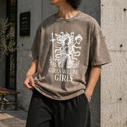 Medusa: Feminist Greek Mythology Vintage Washed T-Shirt in Brown