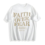 FAITH OVER FEAR 230 Brand Cotton T-Shirt in White