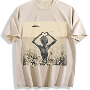 Y2K UFO Vintage Washed T-Shirt in Beige