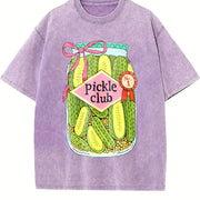 Pickle Club Pickle Lover Retro Foodie Vintage Washed T-Shirt in Purple