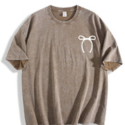 Minimal Bow Vintage Washed T-Shirt in Brown