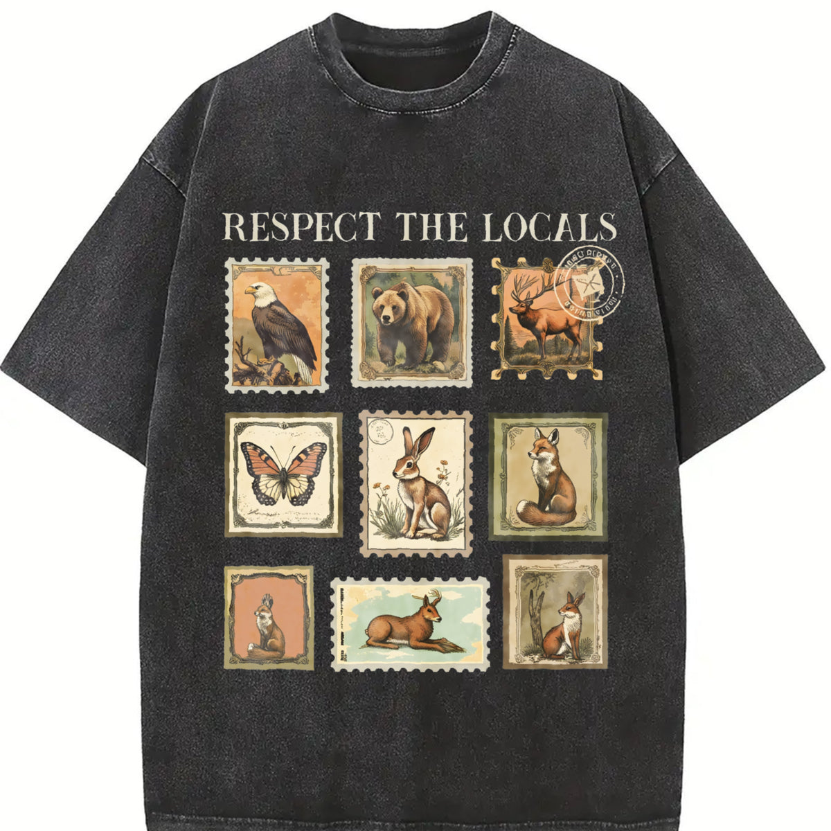 Respect the Local Wildlife vintage washed oversized T-shirt in Black