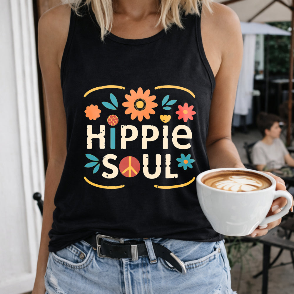 Hippie Soul Women's Color Cotton Tank Top in Black