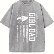Girl Dad Proud Dad of Girl Vintage Washed T-Shirt in Gray