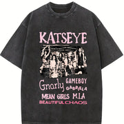 Katseye Beautiful Chaos Tracklist Vintage Washed T-Shirt in Black