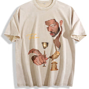 Drake Take Care Album Bootleg DesignFashion M-5XL vintage washed oversized T-shirt in Beige