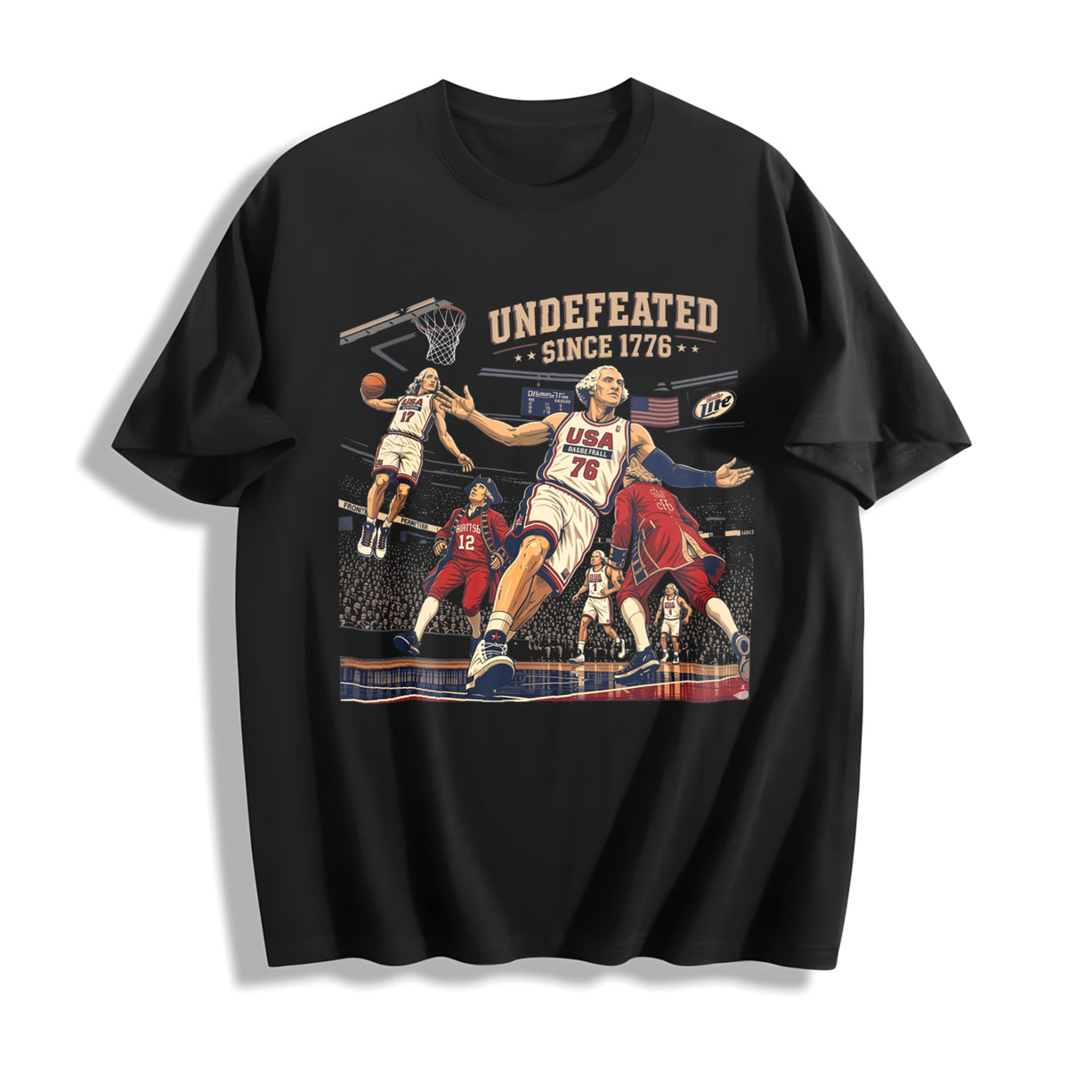 George Washington Basketball Undefeated Since 1776 Cotton T-Shirt in Black