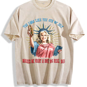 You Like the 4th of July Makes Me Want a Hot Dog Real Bad Vintage Washed T-Shirt in Beige