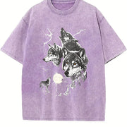 Wolf Lightning Classic 90s Vintage Washed T-Shirt in Purple