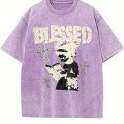 Praying Kid Tank Religious Sleeveless Muscle Vintage Washed T-Shirt in Purple