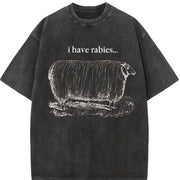 I Have Rabies 90s Retro ® Y2k Sheep Vintage Washed T-Shirt in Black