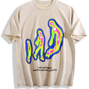 Jumping Fitness Retro Vintage Washed T-Shirt in Beige