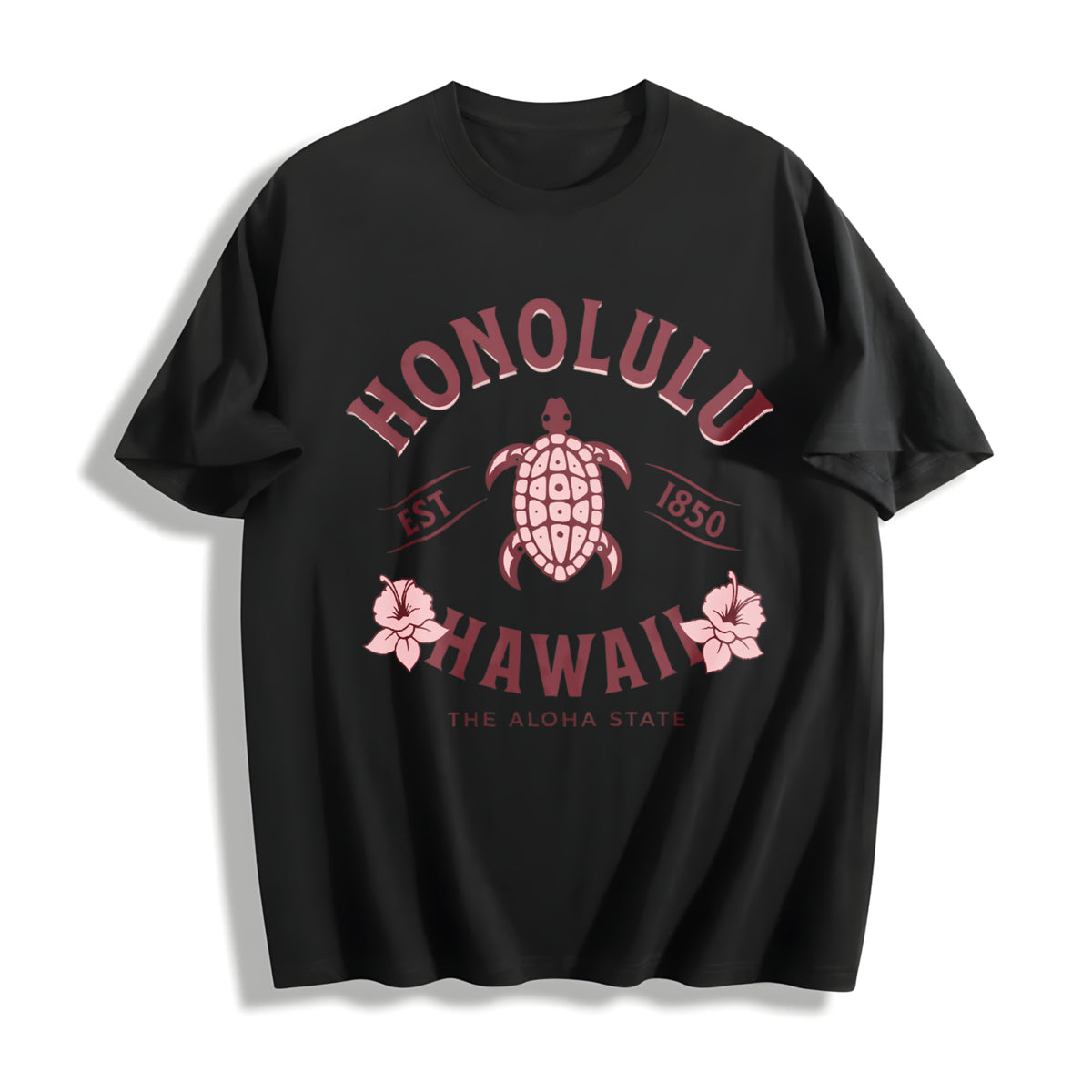 Turtle for Holiday Outdoor Cotton T-Shirt in Black