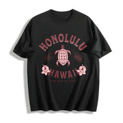 Turtle for Holiday Outdoor Cotton T-Shirt in Black