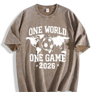 One World One Game 2026 Vintage Washed T-Shirt in Brown