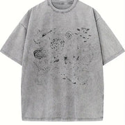 Shark Boho Marine Biologist Ocean Lovers vintage washed oversized T-shirt in Gray