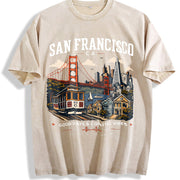 San Francisco Vintage Washed T-Shirt in Beige