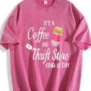 Letter Coffee for Spring Vintage Washed T-Shirt in Red