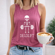Deadlift Skeleton Women's Color Cotton Tank Top in Red