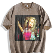 Glam Doll Toasting Vintage Washed T-Shirt in Brown