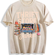 Thrift Store a for Secondhand Enthusiasts Vintage Washed T-Shirt in Beige