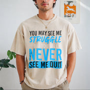 Never Give Up Vintage Washed T-Shirt in Beige