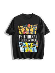 Pete the Cat the Eras Tour Cotton T-Shirt in Black