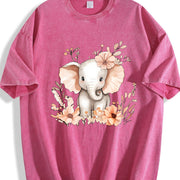 A Round-neck Stylish Vintage Washed T-Shirt in Red